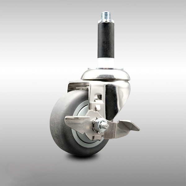 3 Inch 316SS Thermoplastic Rubber Swivel 7/8 Inch Expanding Stem Caster Brake
